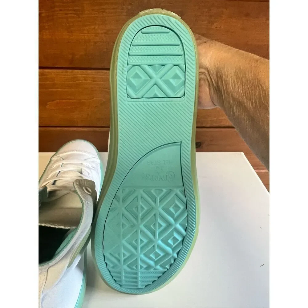 Converse Chuck Taylor All Star Hi Big Kids Shoes White/Bleached Aqua 660718c Sz